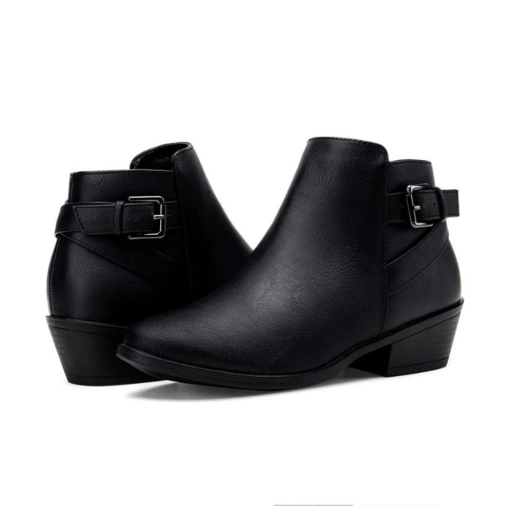Vepose Black 911 Classic Ankle Boot with Zipper and Low Heel
